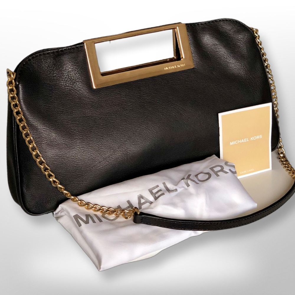 Michael Kors Berkley Metallic Clutch Bag Excellent Preowned Condition Free Ship
